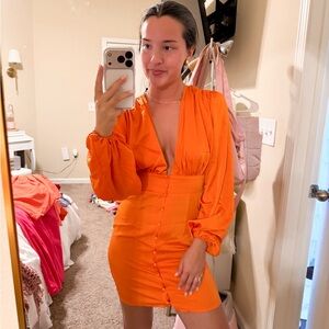 Missguided Bright Orange Mini Dress